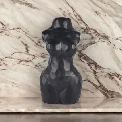 Schwarze Keramikvase, 30 cm