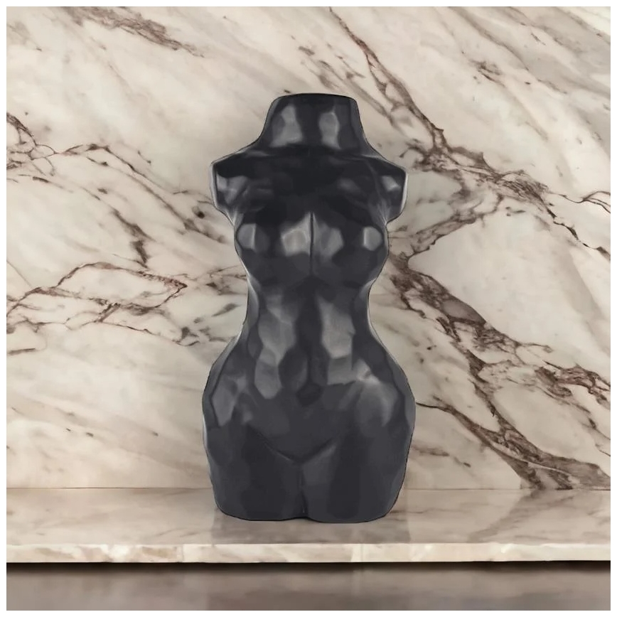 Schwarze Keramikvase, 30 cm