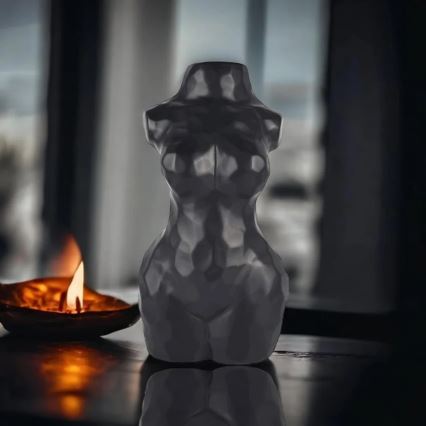 Schwarze Keramikvase, 30 cm