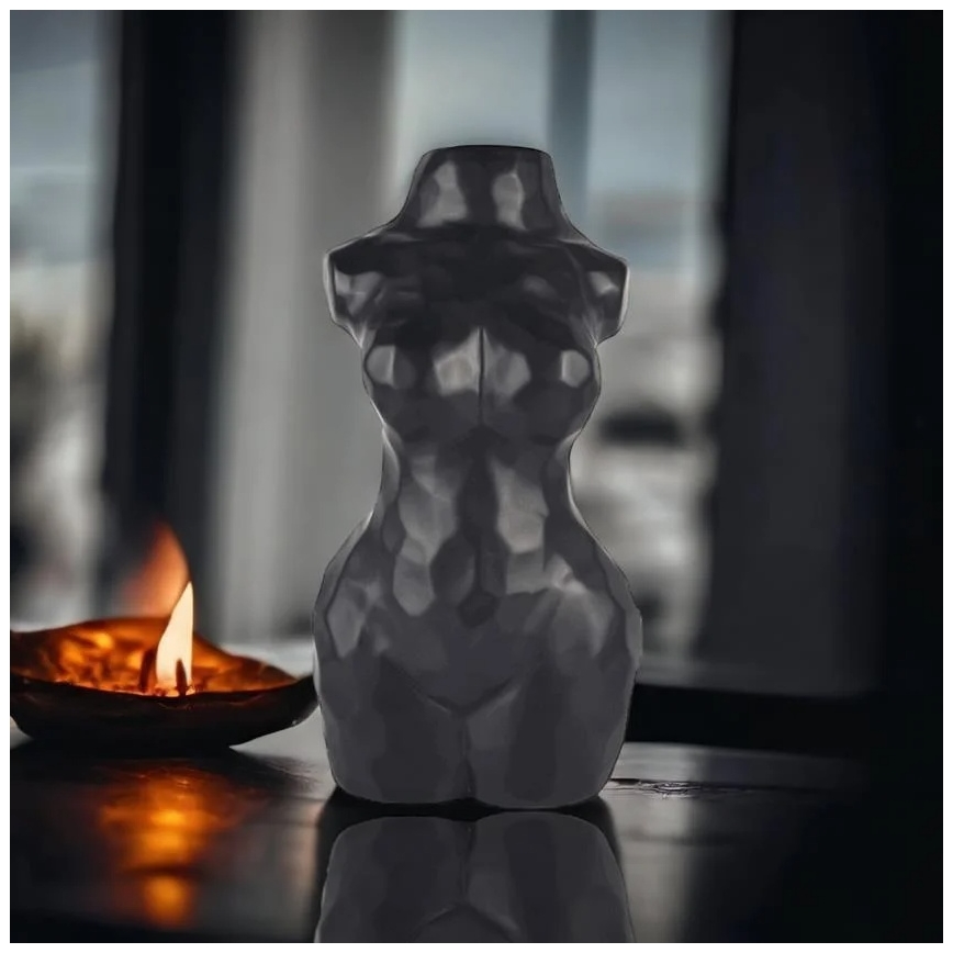 Schwarze Keramikvase, 30 cm