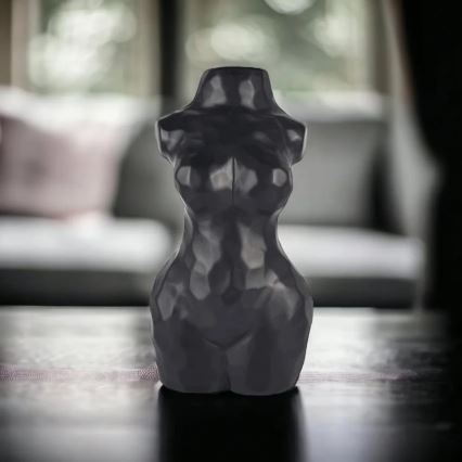 Schwarze Keramikvase, 30 cm
