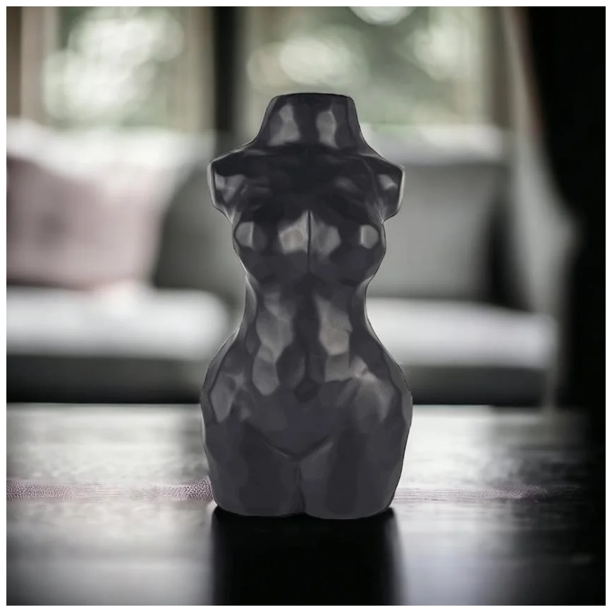 Schwarze Keramikvase, 30 cm