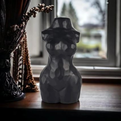 Schwarze Keramikvase, 30 cm