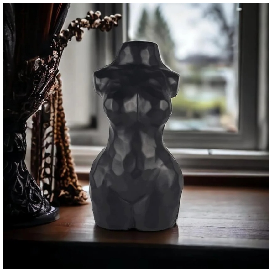 Schwarze Keramikvase, 30 cm