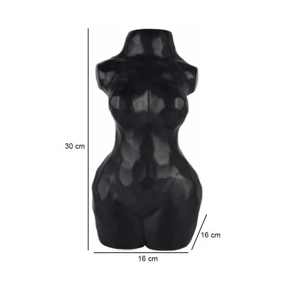 Schwarze Keramikvase, 30 cm