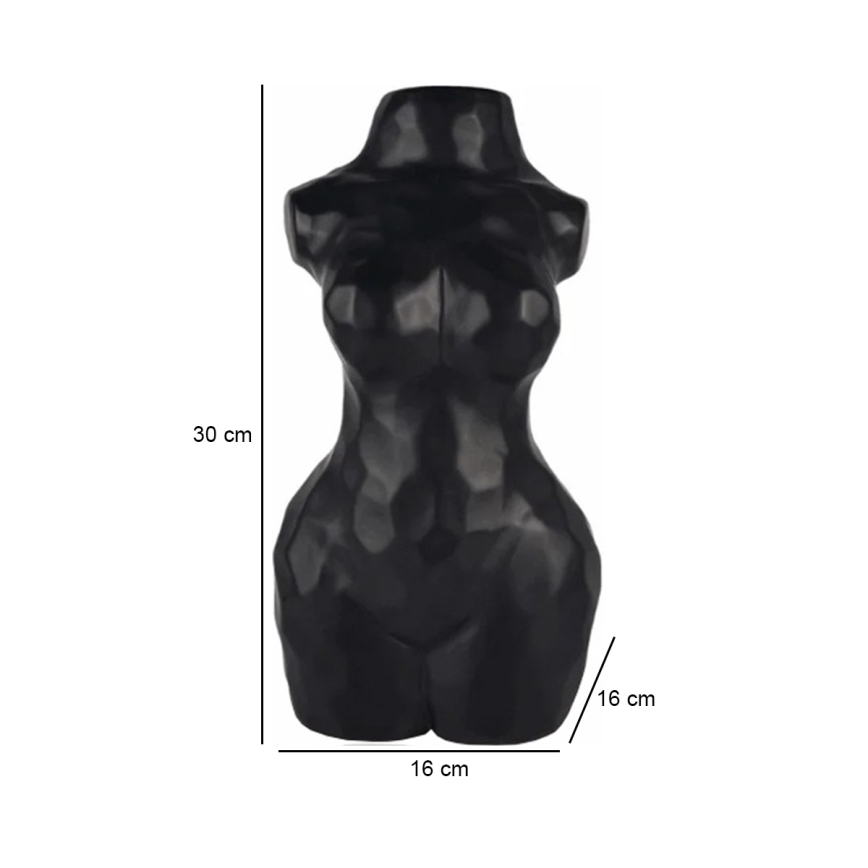 Schwarze Keramikvase, 30 cm