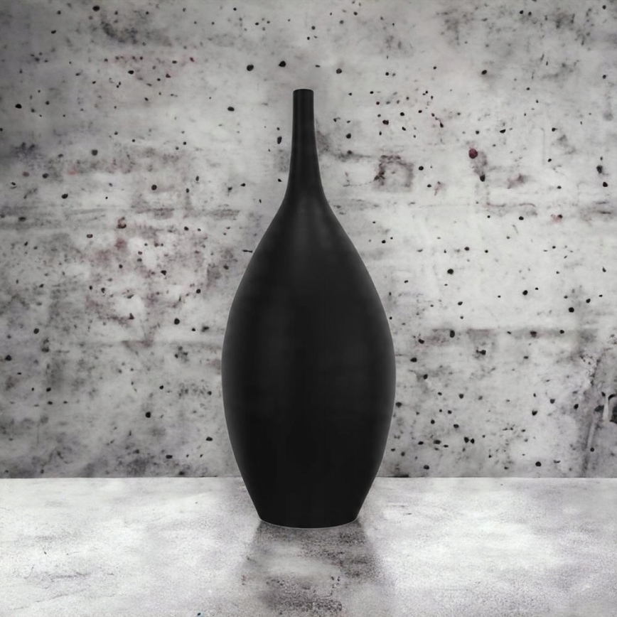 Schwarze Keramikvase, 47 cm