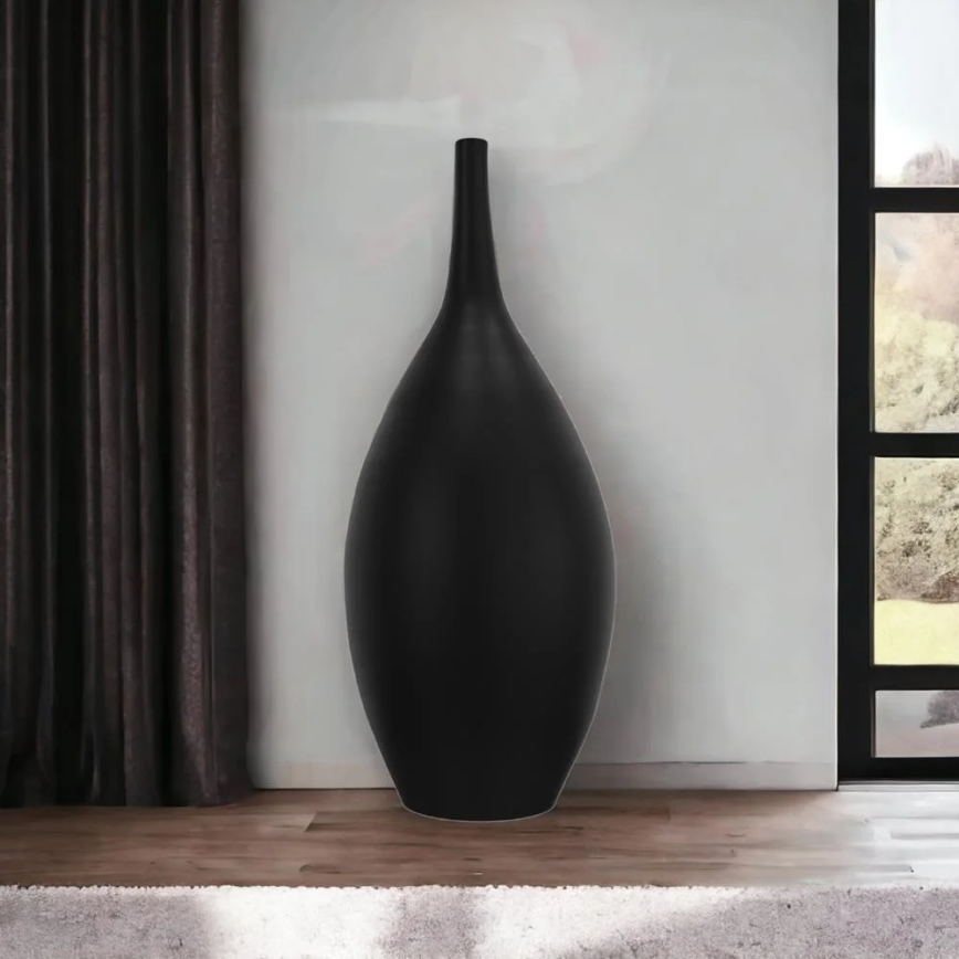 Schwarze Keramikvase, 47 cm