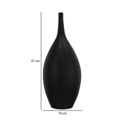 Schwarze Keramikvase, 47 cm