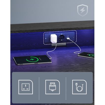 Scrivania con illuminazione integrata SOLEA-X, nera