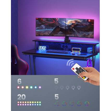 Scrivania con illuminazione integrata SOLEA-X, nera