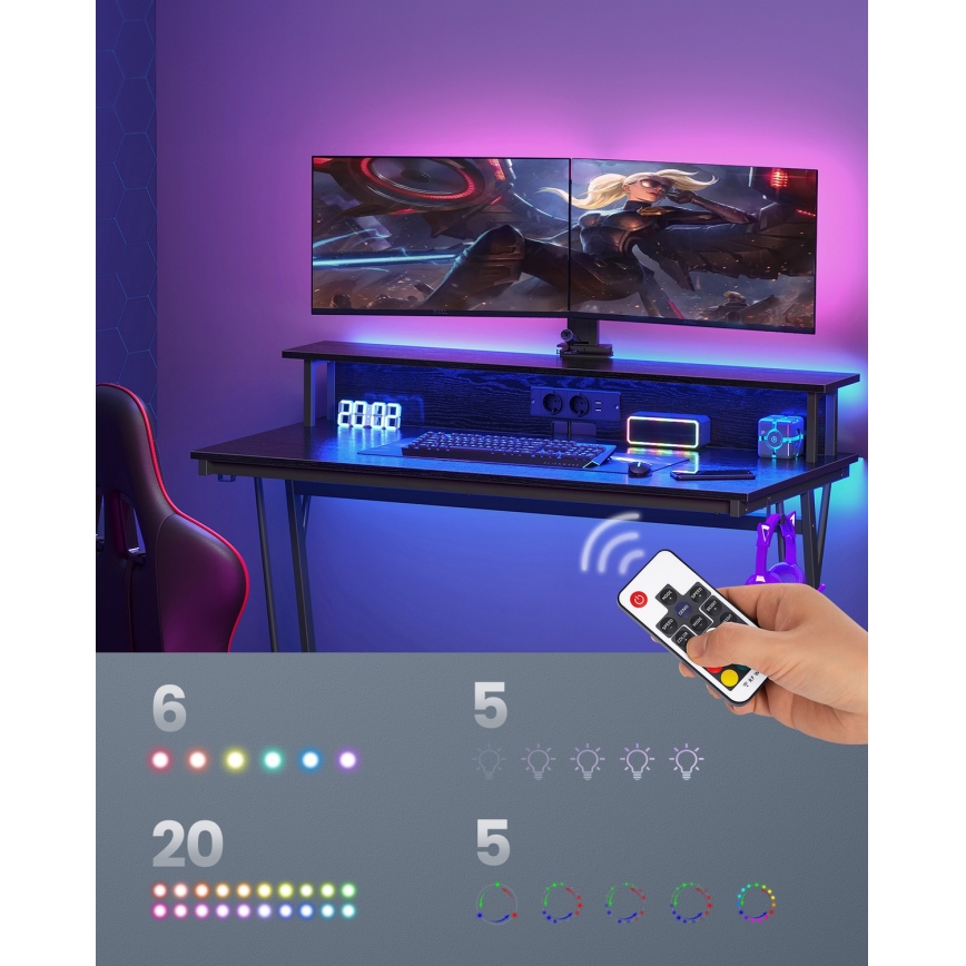 Scrivania con illuminazione integrata SOLEA-X, nera