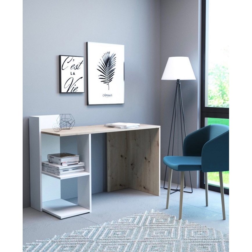 Scrivania MARLO in rovere Artisan/bianco