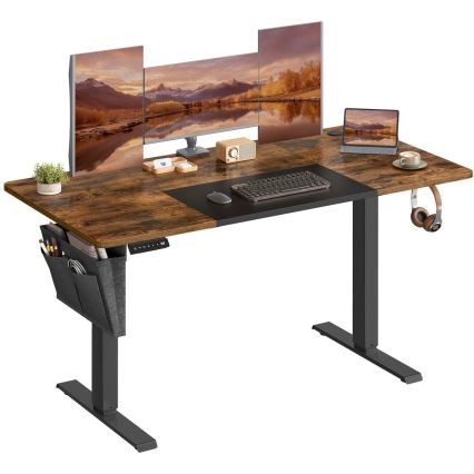 Scrivania regolabile in altezza SOLEA-X marrone/nero