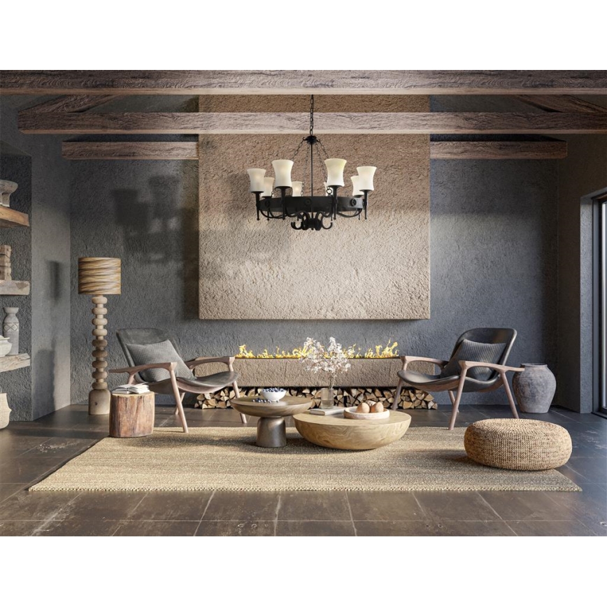 Searchlight - Lampadario a catena CARTWHEEL 8xE27/60W/230V nero