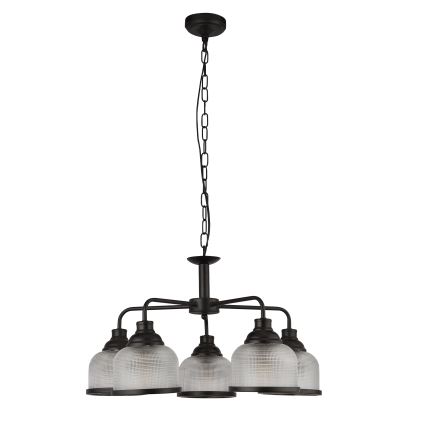Searchlight - Lampadario a sospensione con catena BISTRO 5xE27/60W/230V nero