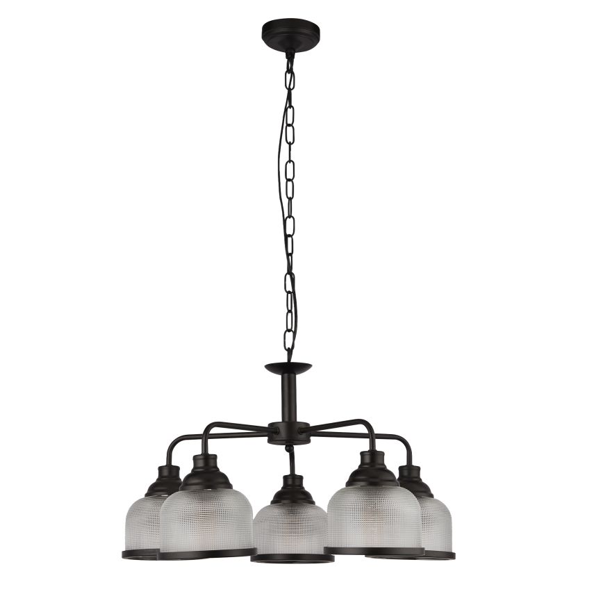 Searchlight - Lampadario a sospensione con catena BISTRO 5xE27/60W/230V nero