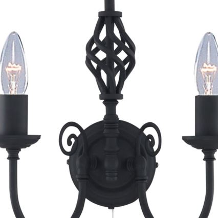 Searchlight - Applique murale ZANZIBAR 2xE14/60W/230V noir
