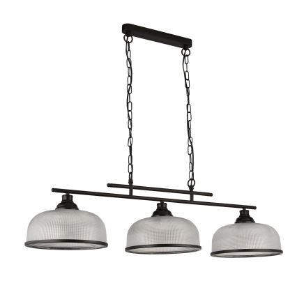 Searchlight - Lampadario a sospensione con catena BISTRO 3xE27/60W/230V nero