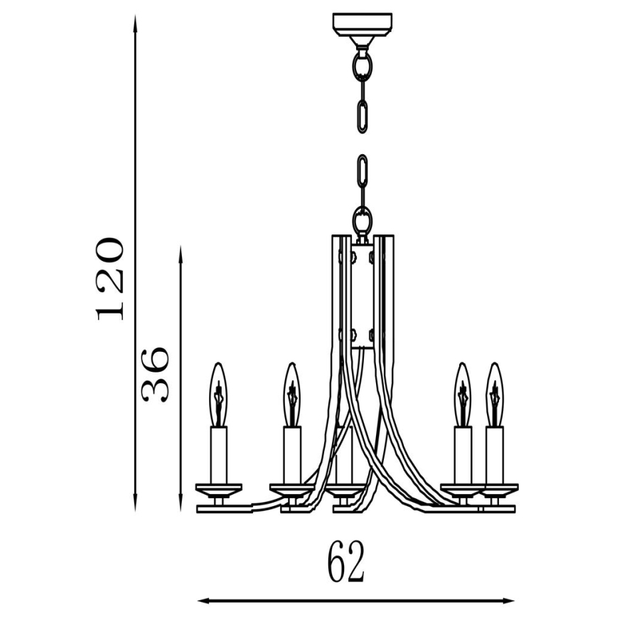 Searchlight - Lampadario a catena ASCONA 5xE14/60W/230V