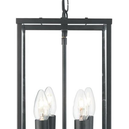 Searchlight - Lampadario a sospensione con catena LANTERN NOIR 4xE14/60W/230V