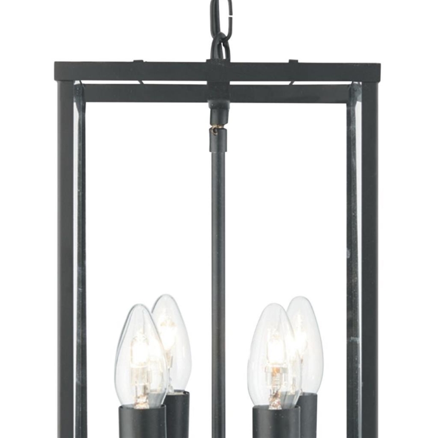 Searchlight - Lampadario a sospensione con catena LANTERN NOIR 4xE14/60W/230V