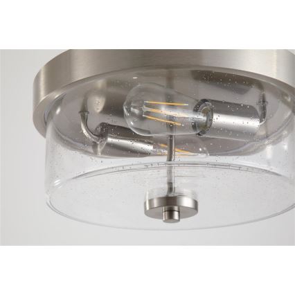 Searchlight - Plafonnier de salle de bains PRESTON 2xE27/60W/230V Ø 33 cm argenté