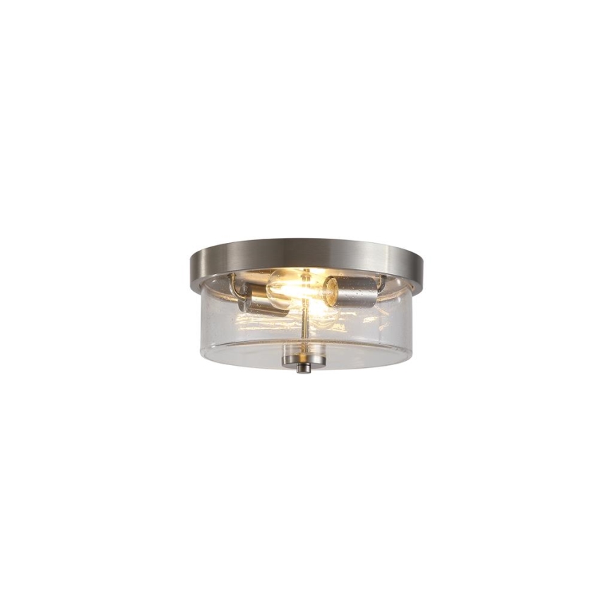 Searchlight - Plafonnier de salle de bains PRESTON 2xE27/60W/230V Ø 33 cm argenté