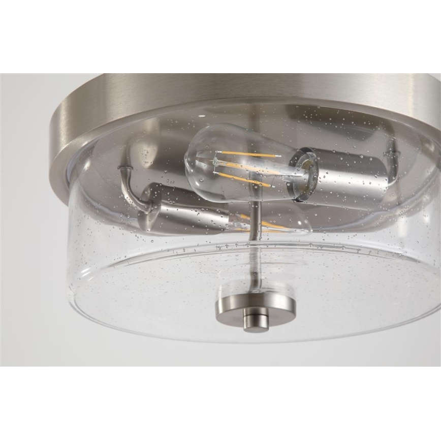 Searchlight - Lampada da soffitto per bagno PRESTON 2xE27/60W/230V IP44 Ø 33 cm argento