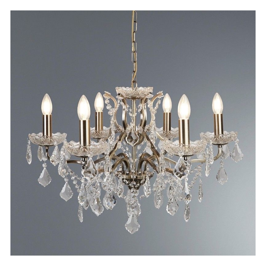 Searchlight -  Lampadario di cristallo a sospensione con catena PARIS 6xE14/40W/230V
