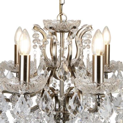 Searchlight - Lampadario di cristallo a sospensione con catena PARIS 8xE14/40W/230V