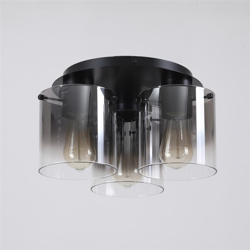 Searchlight - Plafoniera SWEDEN 3xE27/60W/230V dia. 39 cm nero/smoked