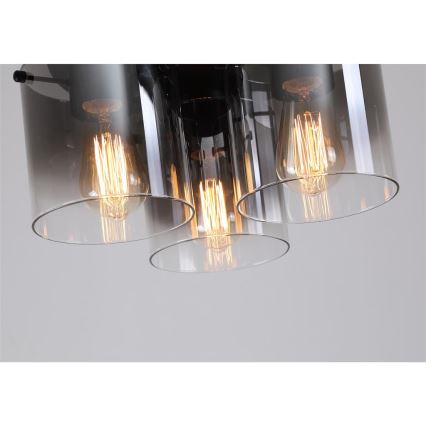 Searchlight - Plafoniera SWEDEN 3xE27/60W/230V dia. 39 cm nero/smoked