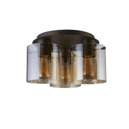 Searchlight - SWEDEN plafoniera 3xE27/60W/230V Ø 39 cm marrone/fumé