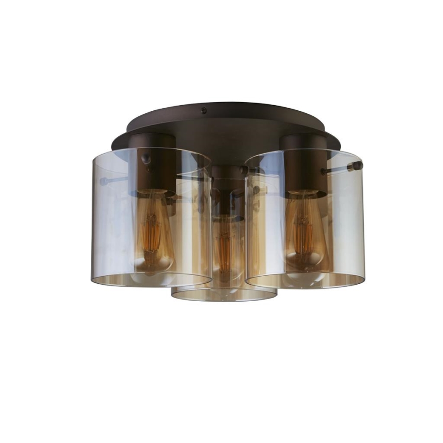 Searchlight - SWEDEN plafoniera 3xE27/60W/230V Ø 39 cm marrone/fumé