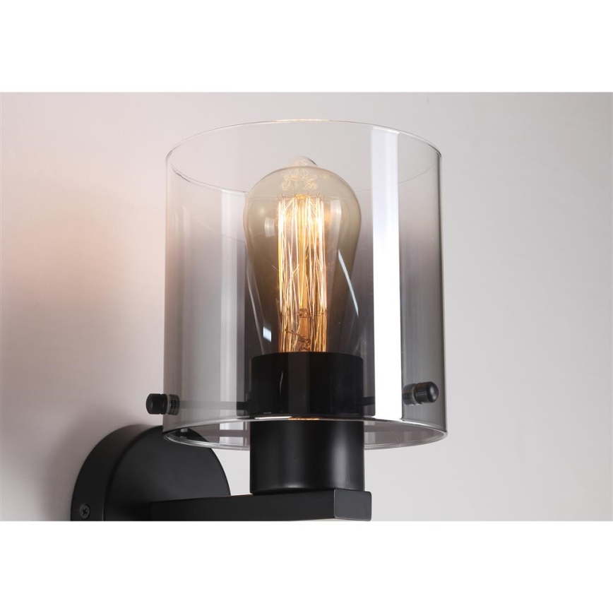 Searchlight - Wandleuchte SWEDEN 1xE27/60W/230V schwarz/rauchfarben