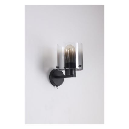 Searchlight - Wandleuchte SWEDEN 1xE27/60W/230V schwarz/rauchfarben