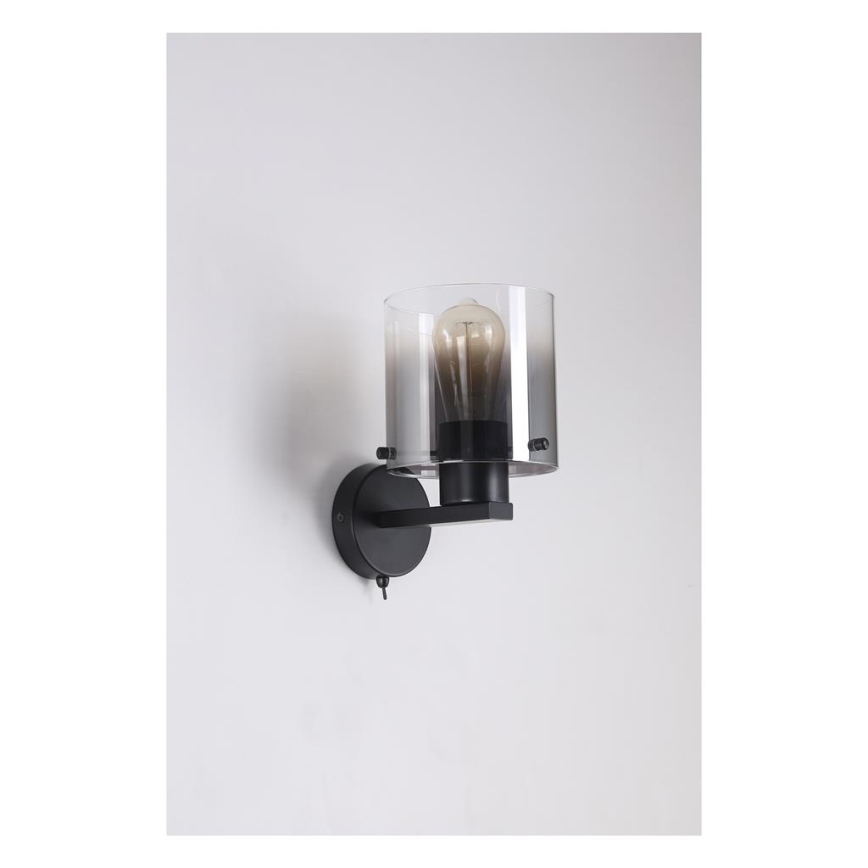 Searchlight - Wandleuchte SWEDEN 1xE27/60W/230V schwarz/rauchfarben