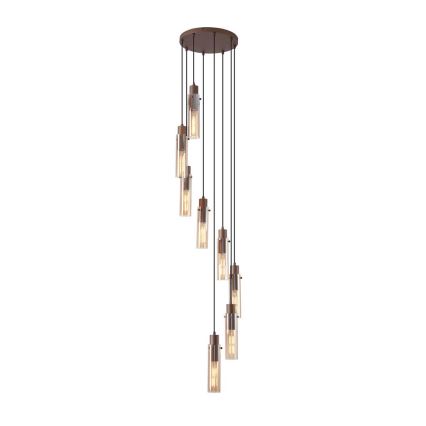 Searchlight - Hängeleuchte an Kabel SWEDEN 8xE27/60W/230V braun/rauchfarben