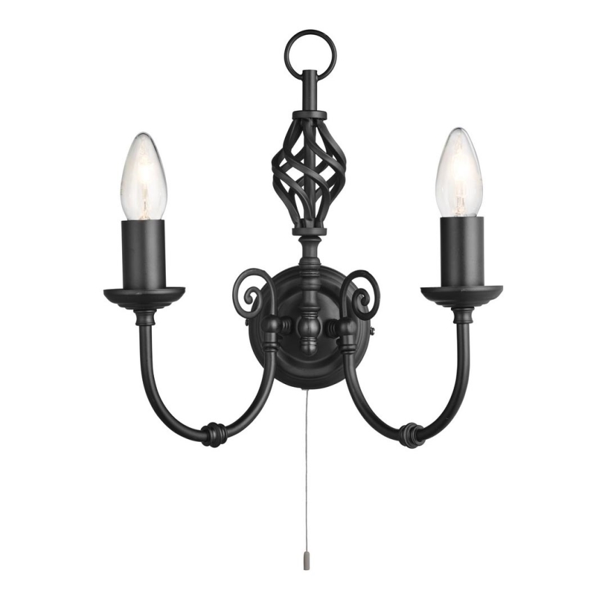 Searchlight - Applique murale ZANZIBAR 2xE14/60W/230V noir