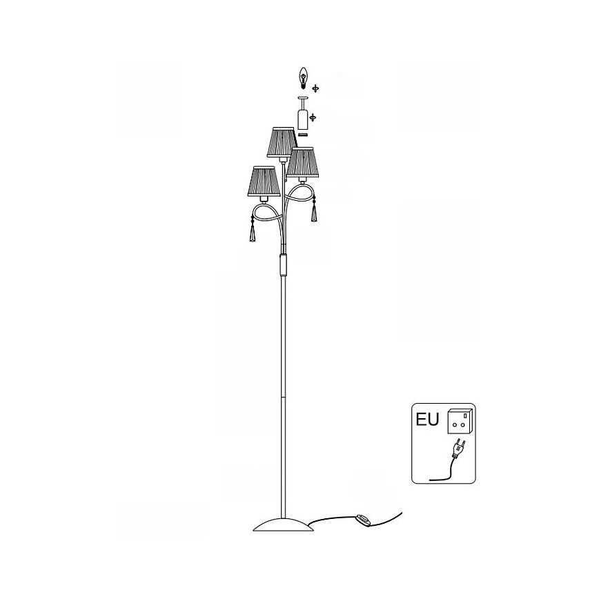 Searchlight - Lampada con piedistallo SIMPLICITY 3xE14/60W/230V cromo lucido
