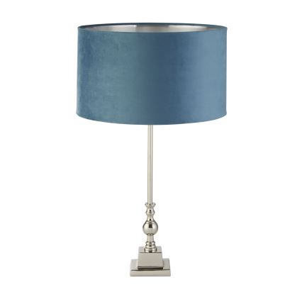 Searchlight - Tischleuchte WHITBY 1xE27/10W/230V blau/glänzendes Chrom