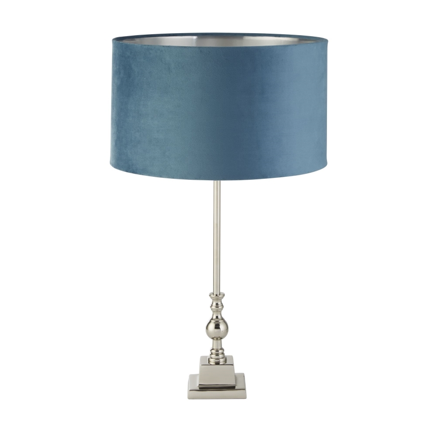 Searchlight - Tischleuchte WHITBY 1xE27/10W/230V blau/glänzendes Chrom