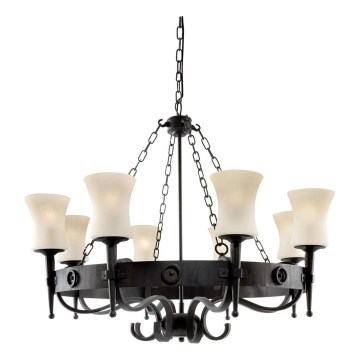 Searchlight - Lampadario a catena CARTWHEEL 8xE27/60W/230V nero