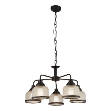 Searchlight - Lampadario a sospensione con catena BISTRO 5xE27/60W/230V nero