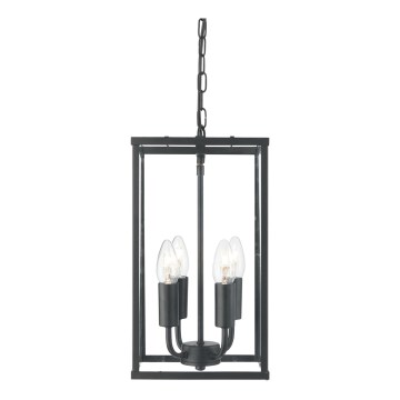 Searchlight - Lampadario a sospensione con catena LANTERN NOIR 4xE14/60W/230V