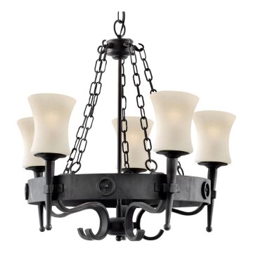 Searchlight - Lustre suspendu sur chaîne CARTWHEEL 5xE27/60W/230V noir