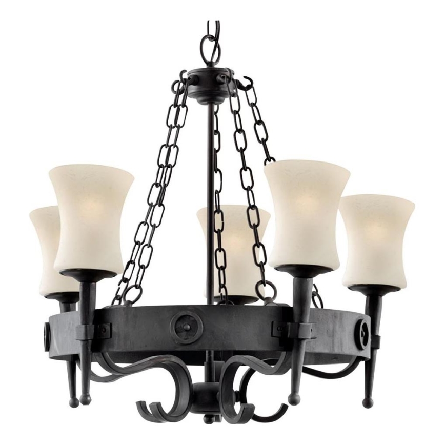 Searchlight - Lustre suspendu sur chaîne CARTWHEEL 5xE27/60W/230V noir