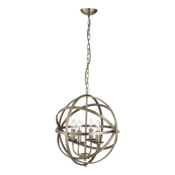 Searchlight - Pendelleuchte mit Kette ORBIT 4xE14/60W/230V Messing