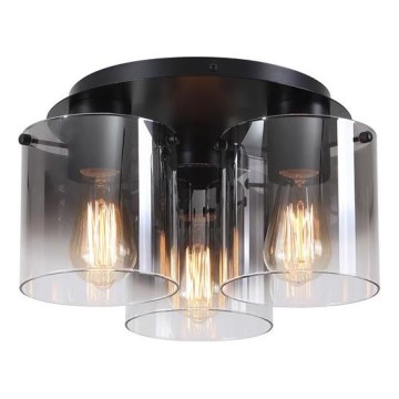 Searchlight - Plafoniera SWEDEN 3xE27/60W/230V dia. 39 cm nero/smoked